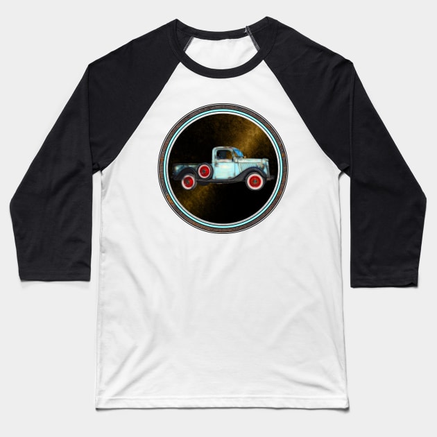 Blue Pickup Truck Baseball T-Shirt by crunchysqueak